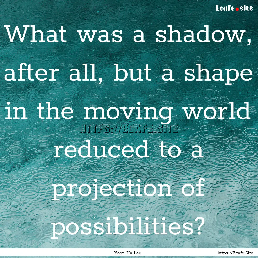 What was a shadow, after all, but a shape.... : Quote by Yoon Ha Lee