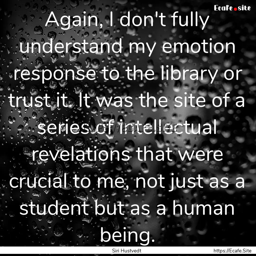 Again, I don't fully understand my emotion.... : Quote by Siri Hustvedt