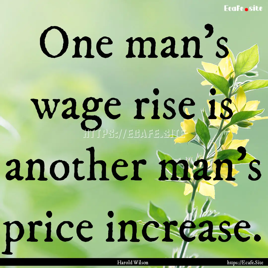 One man's wage rise is another man's price.... : Quote by Harold Wilson