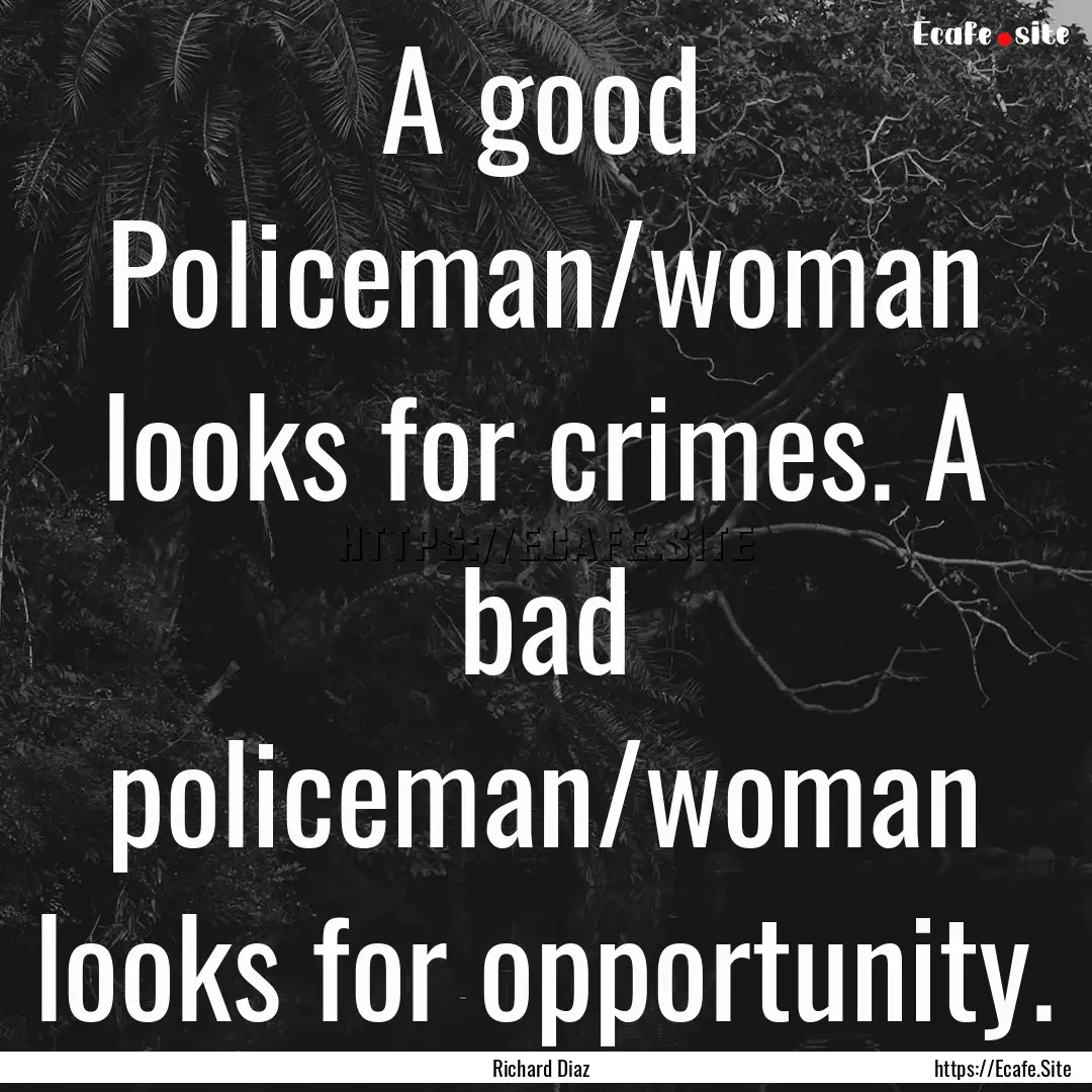 A good Policeman/woman looks for crimes..... : Quote by Richard Diaz