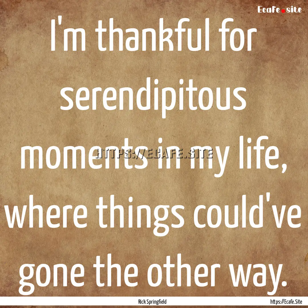 I'm thankful for serendipitous moments in.... : Quote by Rick Springfield