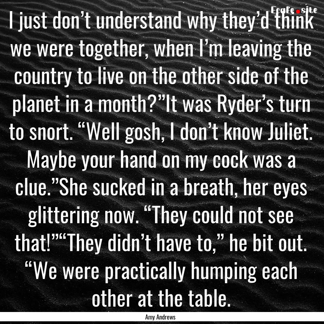 I just don’t understand why they’d think.... : Quote by Amy Andrews