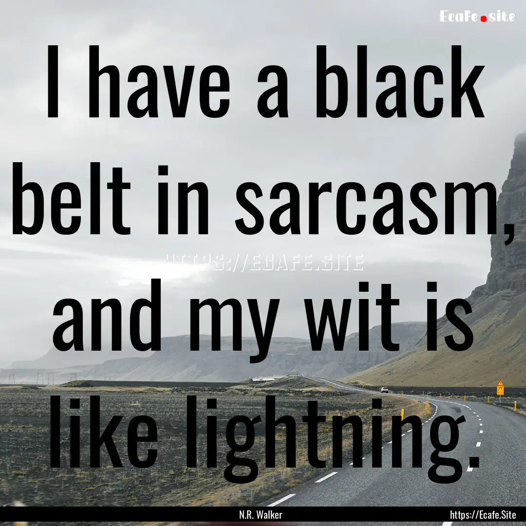 I have a black belt in sarcasm, and my wit.... : Quote by N.R. Walker