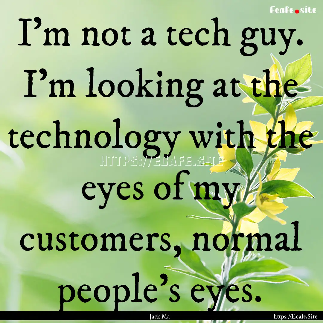 I'm not a tech guy. I'm looking at the technology.... : Quote by Jack Ma