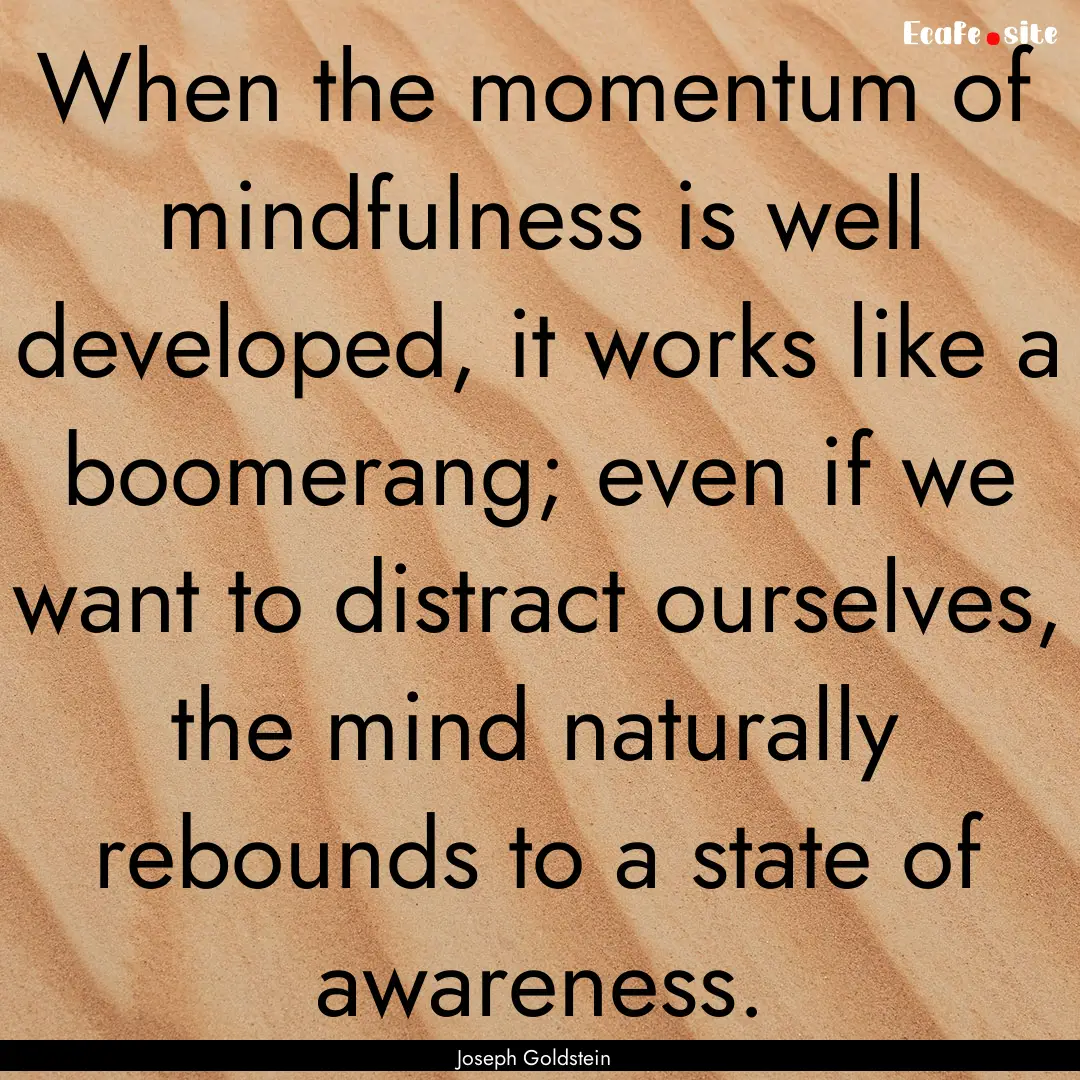 When the momentum of mindfulness is well.... : Quote by Joseph Goldstein