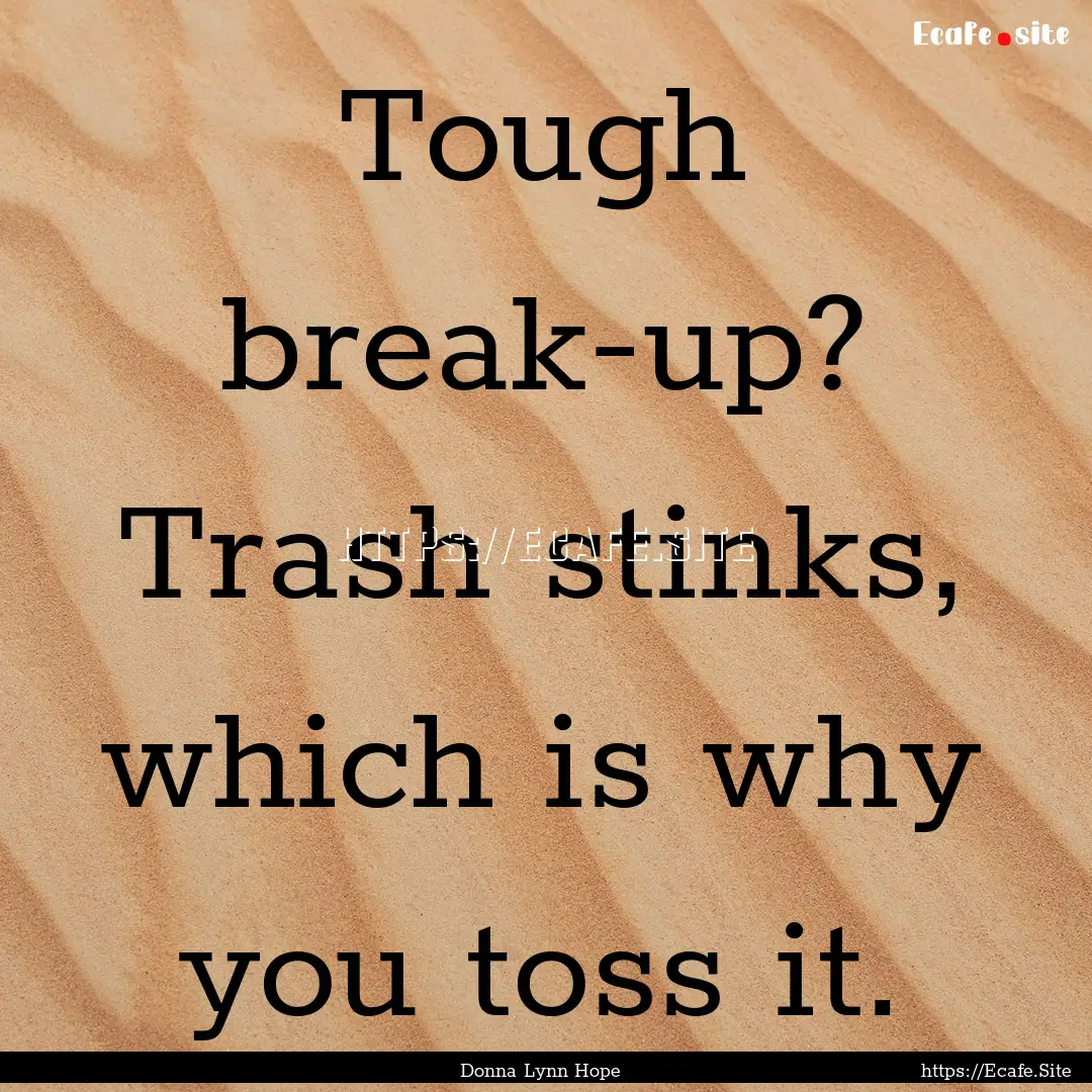 Tough break-up? Trash stinks, which is why.... : Quote by Donna Lynn Hope