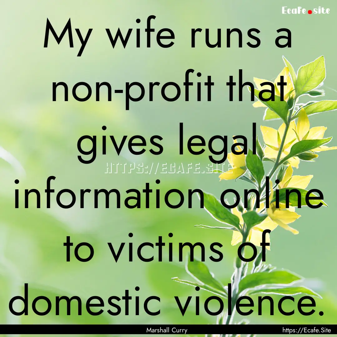 My wife runs a non-profit that gives legal.... : Quote by Marshall Curry