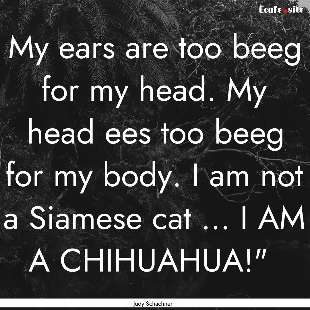 My ears are too beeg for my head. My head.... : Quote by Judy Schachner