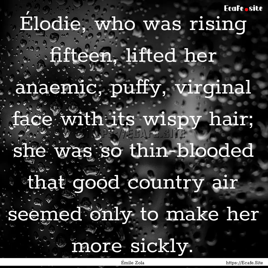 Élodie, who was rising fifteen, lifted her.... : Quote by Émile Zola