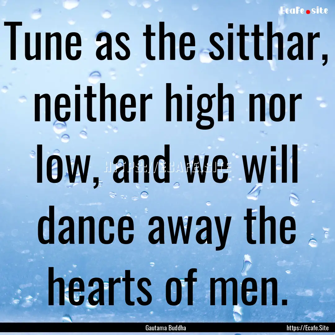 Tune as the sitthar, neither high nor low,.... : Quote by Gautama Buddha