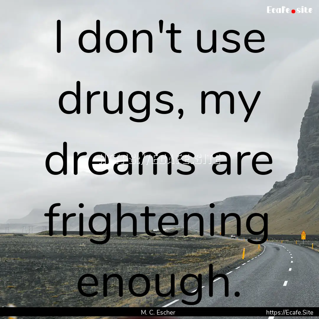 I don't use drugs, my dreams are frightening.... : Quote by M. C. Escher