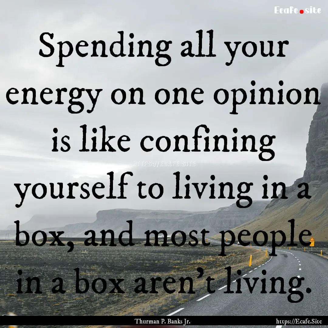 Spending all your energy on one opinion is.... : Quote by Thurman P. Banks Jr.