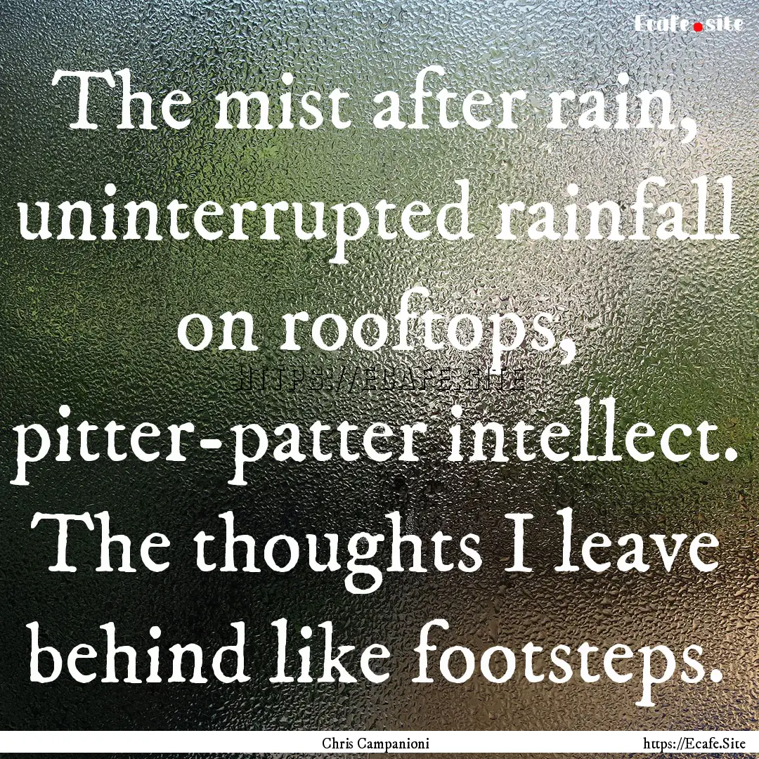 The mist after rain, uninterrupted rainfall.... : Quote by Chris Campanioni