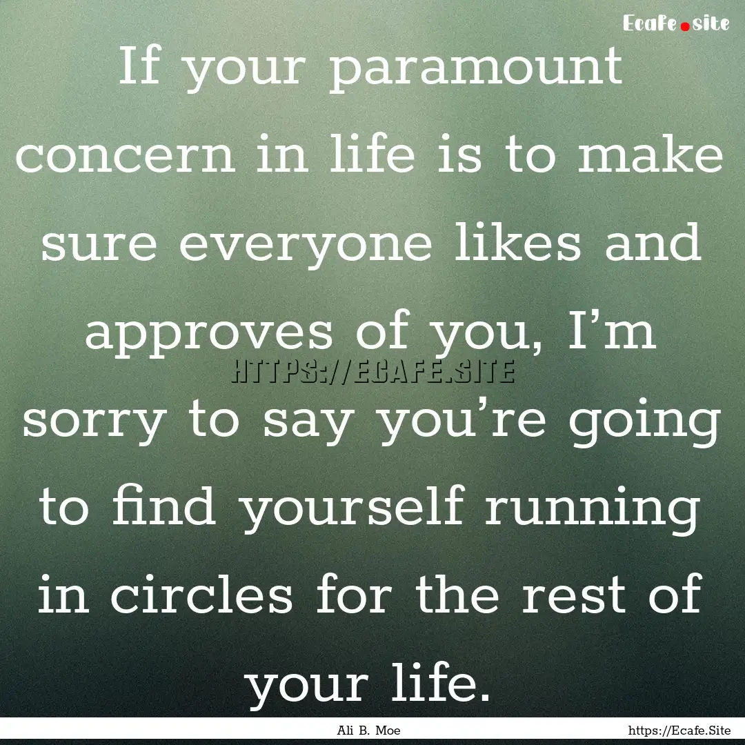 If your paramount concern in life is to make.... : Quote by Ali B. Moe