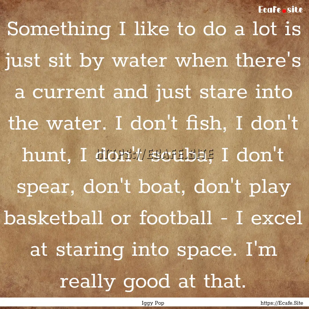 Something I like to do a lot is just sit.... : Quote by Iggy Pop