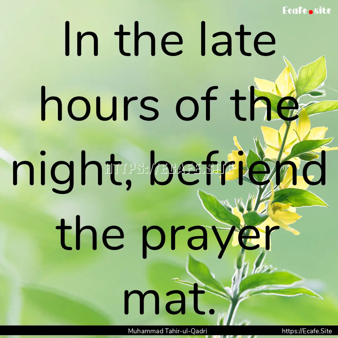 In the late hours of the night, befriend.... : Quote by Muhammad Tahir-ul-Qadri