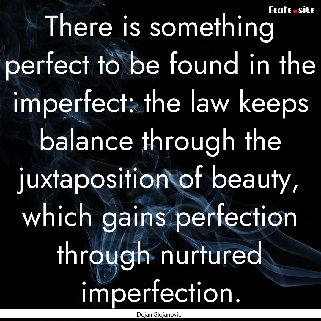 There is something perfect to be found in.... : Quote by Dejan Stojanovic