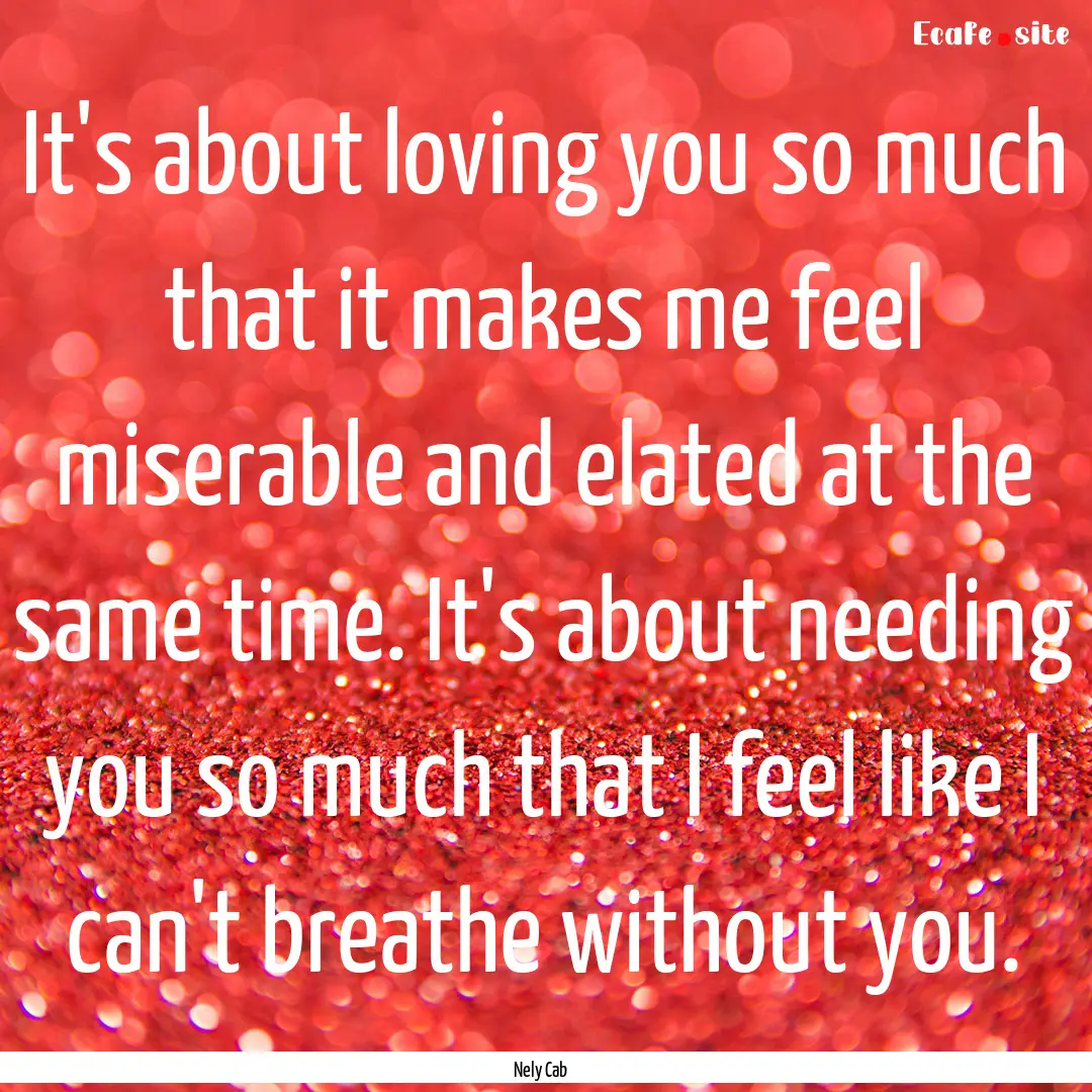 It's about loving you so much that it makes.... : Quote by Nely Cab