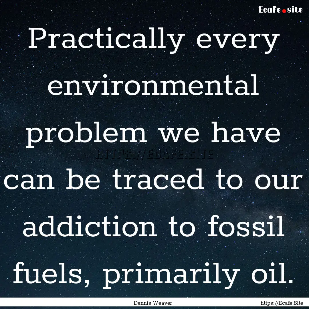 Practically every environmental problem we.... : Quote by Dennis Weaver