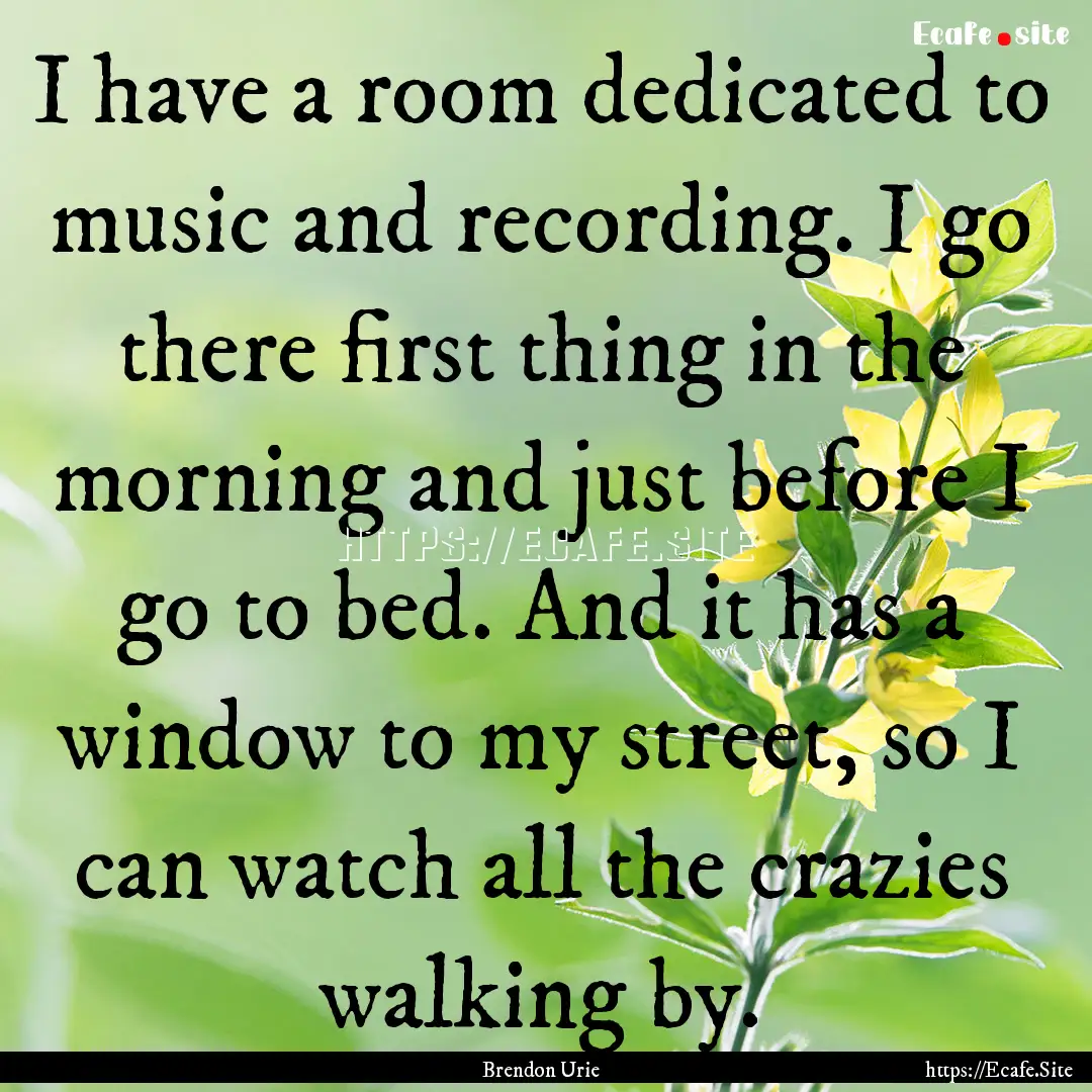 I have a room dedicated to music and recording..... : Quote by Brendon Urie