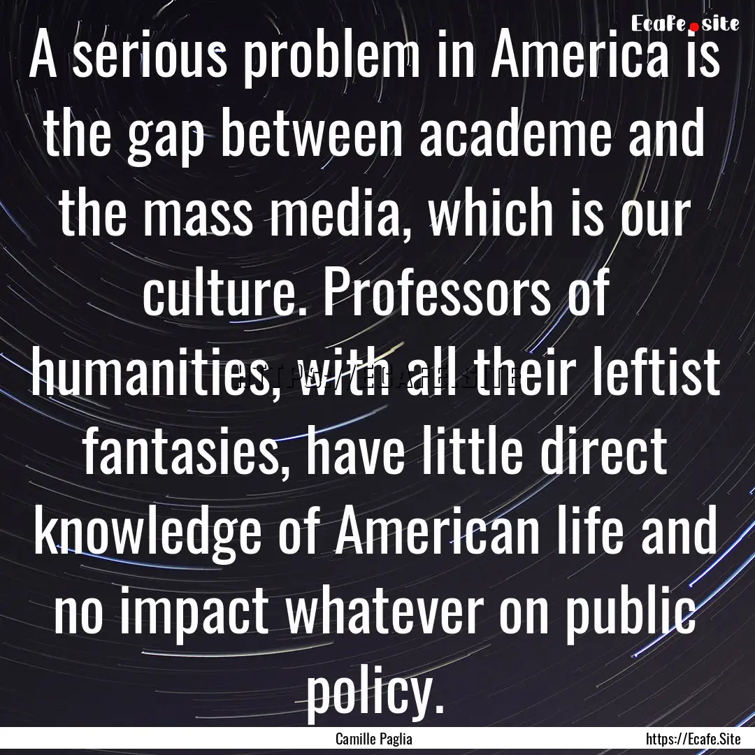 A serious problem in America is the gap between.... : Quote by Camille Paglia