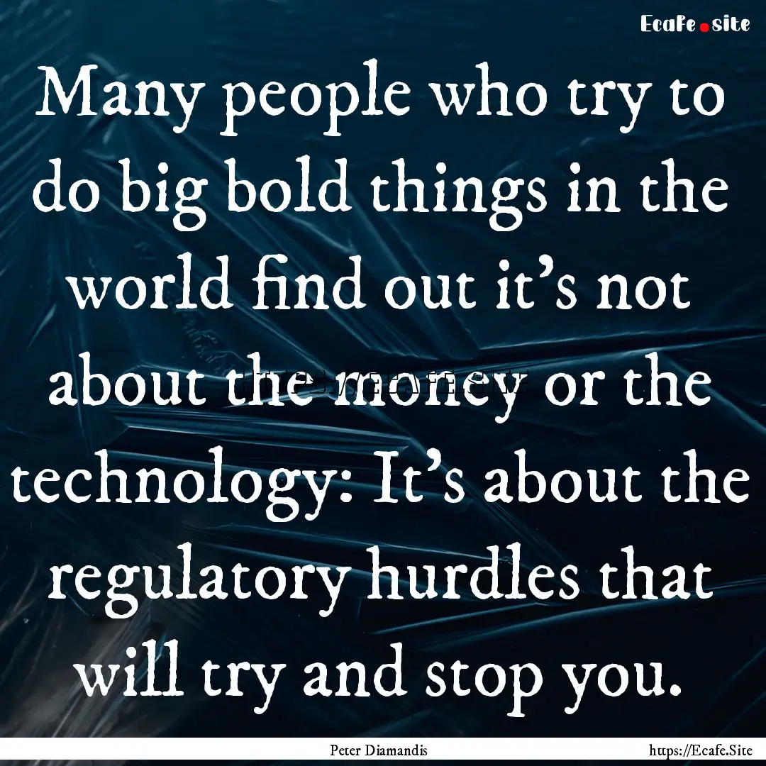 Many people who try to do big bold things.... : Quote by Peter Diamandis