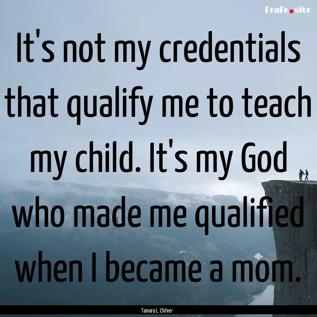 It's not my credentials that qualify me to.... : Quote by Tamara L. Chilver