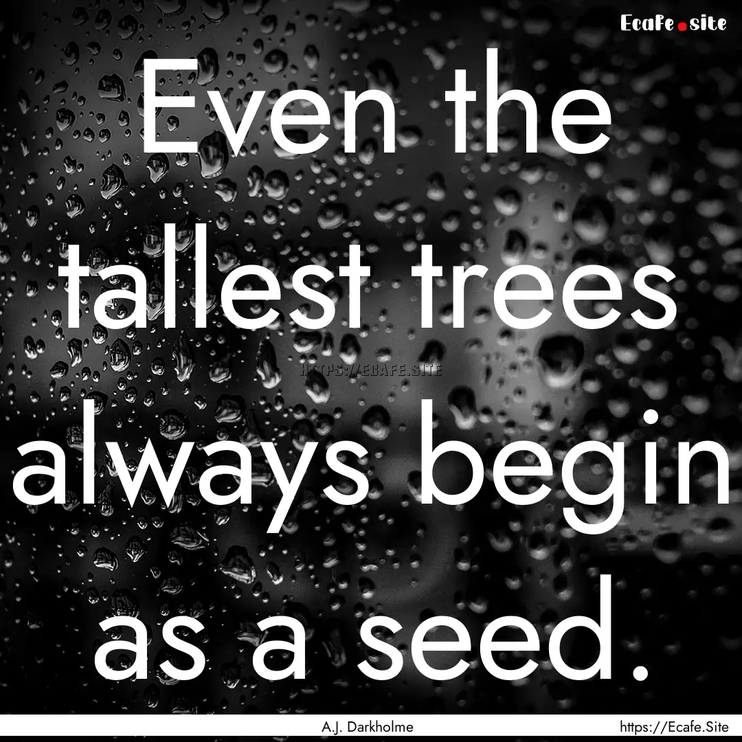 Even the tallest trees always begin as a.... : Quote by A.J. Darkholme