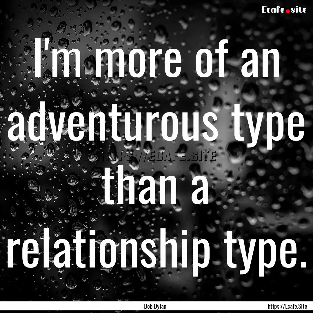 I'm more of an adventurous type than a relationship.... : Quote by Bob Dylan