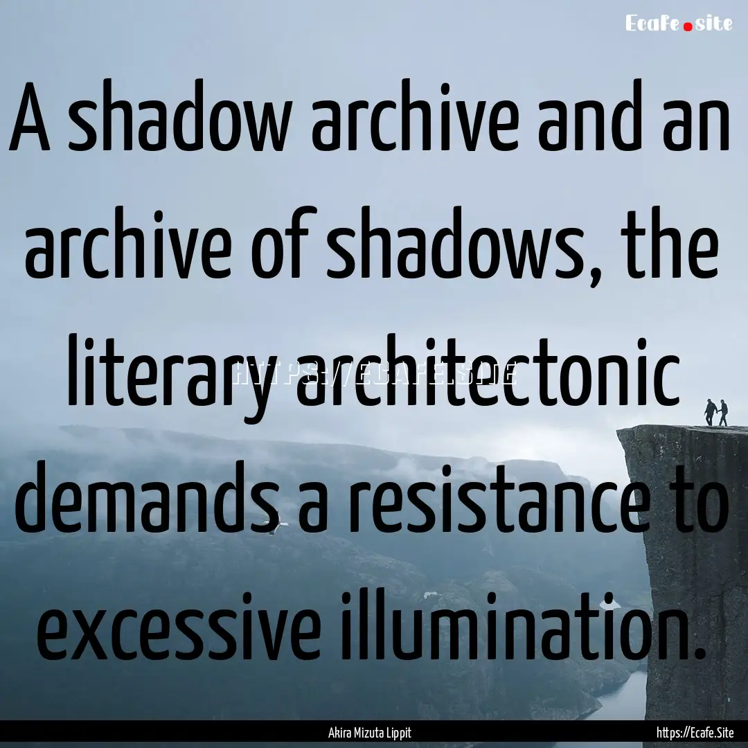 A shadow archive and an archive of shadows,.... : Quote by Akira Mizuta Lippit