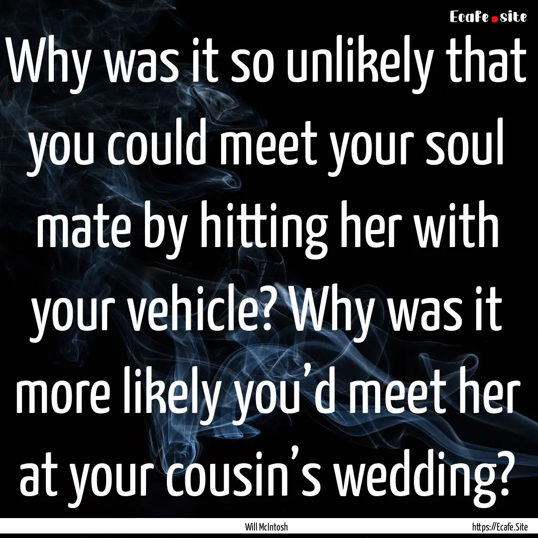 Why was it so unlikely that you could meet.... : Quote by Will McIntosh