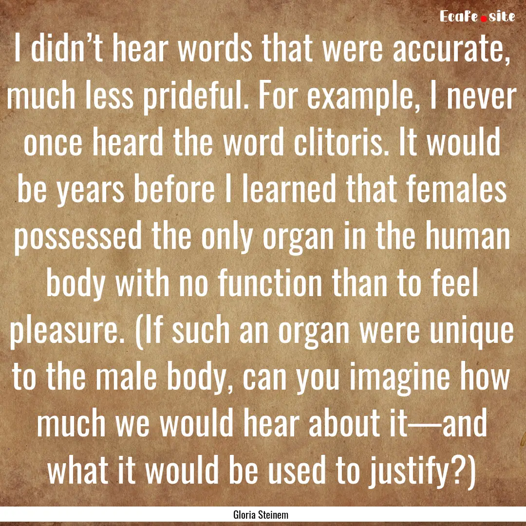 I didn’t hear words that were accurate,.... : Quote by Gloria Steinem