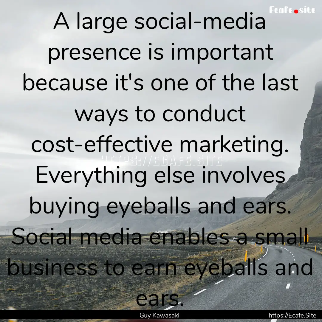 A large social-media presence is important.... : Quote by Guy Kawasaki