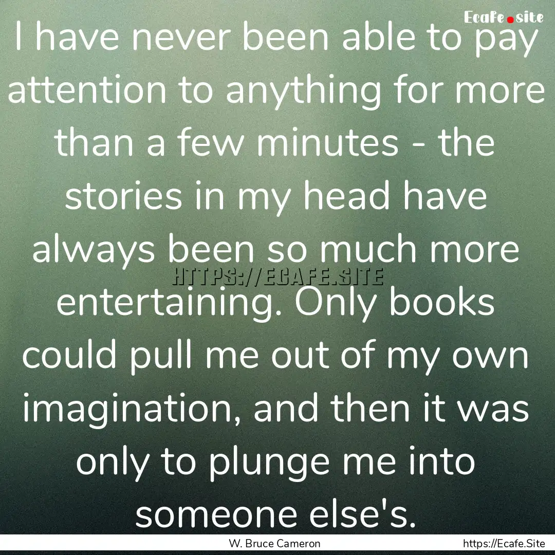 I have never been able to pay attention to.... : Quote by W. Bruce Cameron