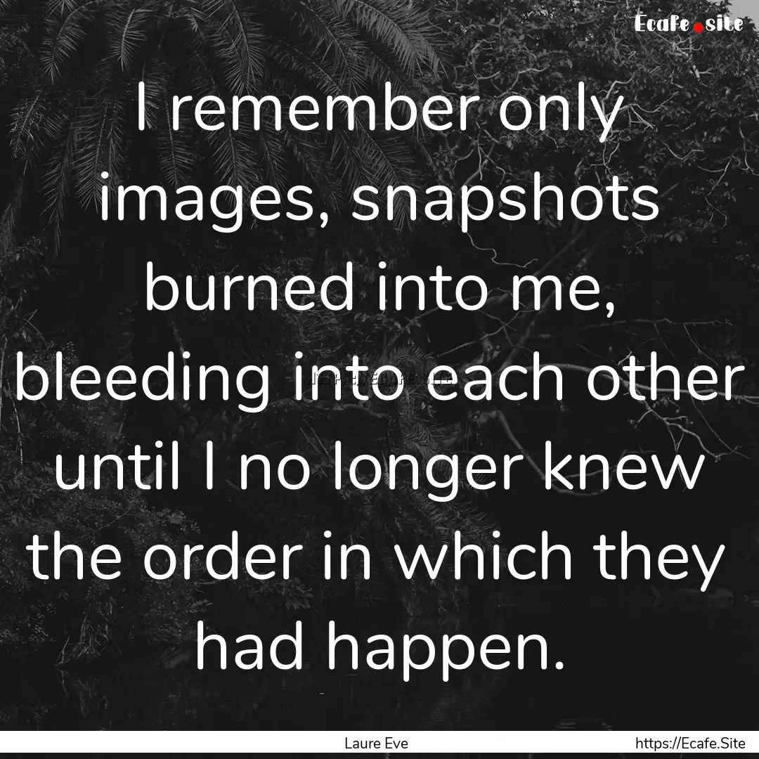 I remember only images, snapshots burned.... : Quote by Laure Eve