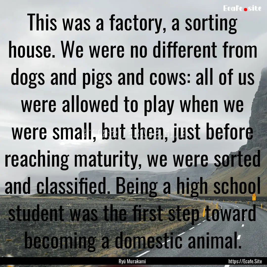 This was a factory, a sorting house. We were.... : Quote by Ryū Murakami