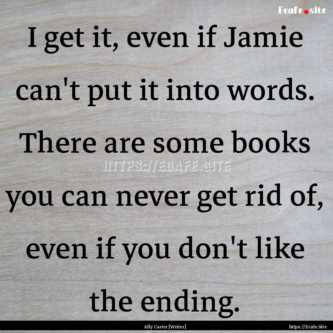 I get it, even if Jamie can't put it into.... : Quote by Ally Carter [Writer]