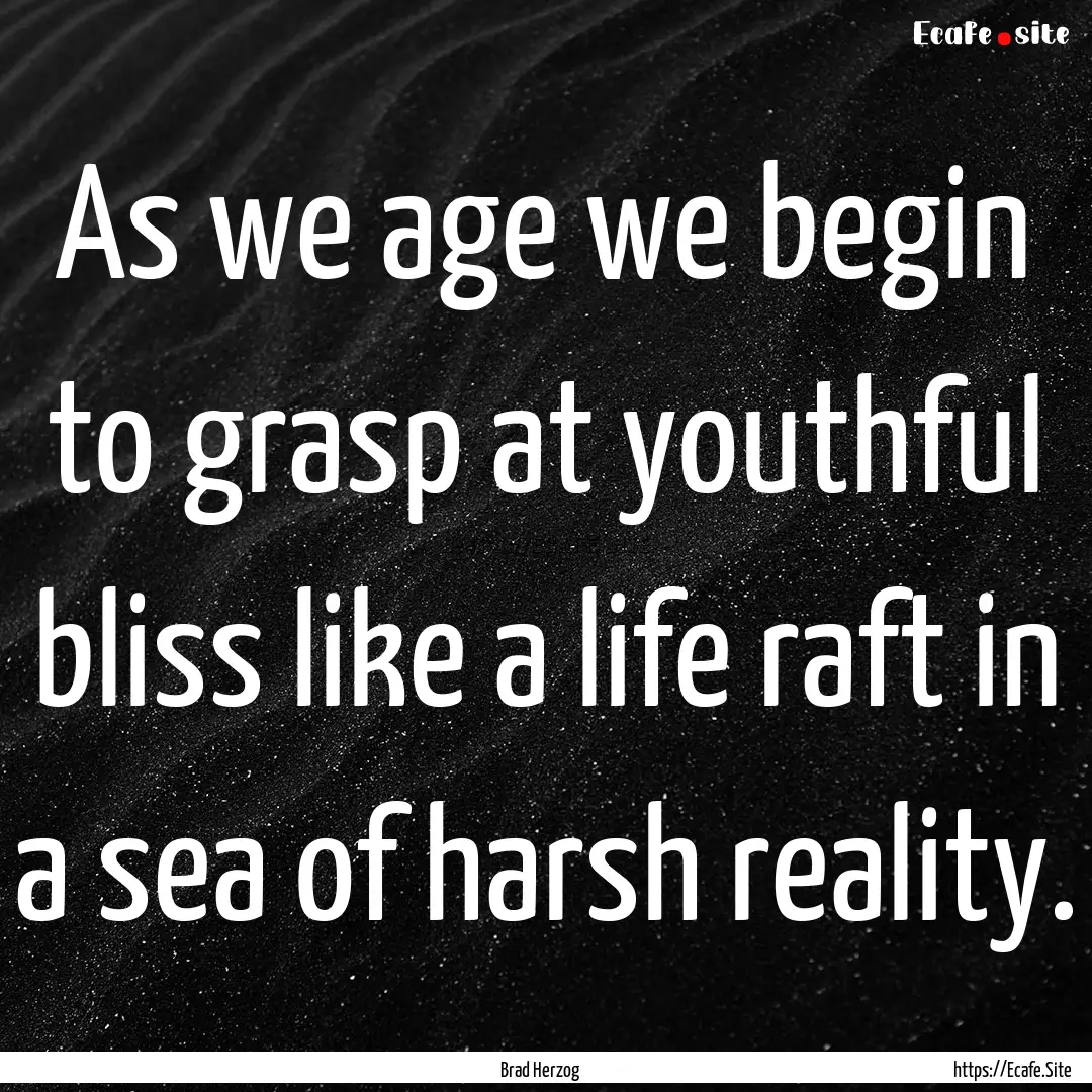 As we age we begin to grasp at youthful bliss.... : Quote by Brad Herzog