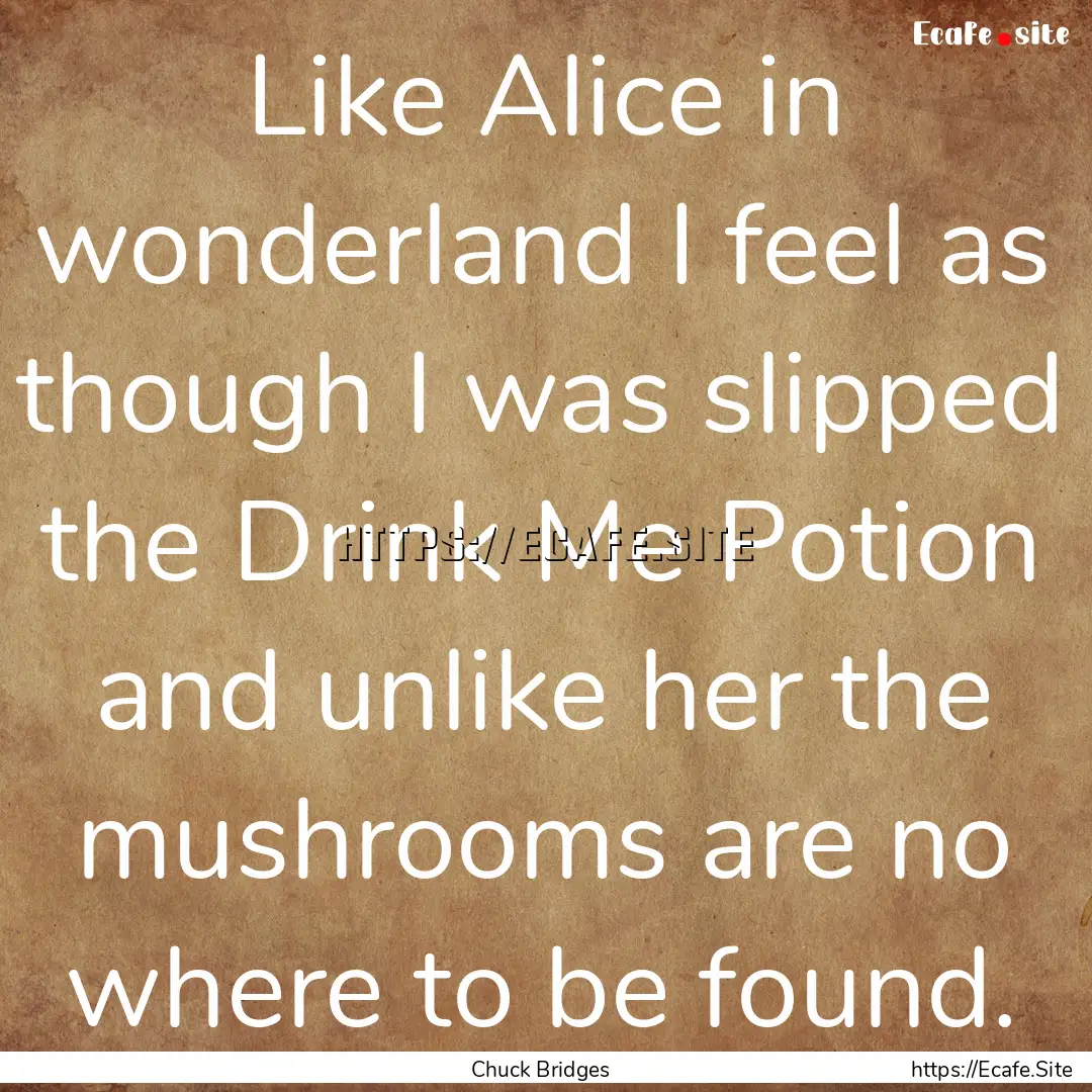 Like Alice in wonderland I feel as though.... : Quote by Chuck Bridges