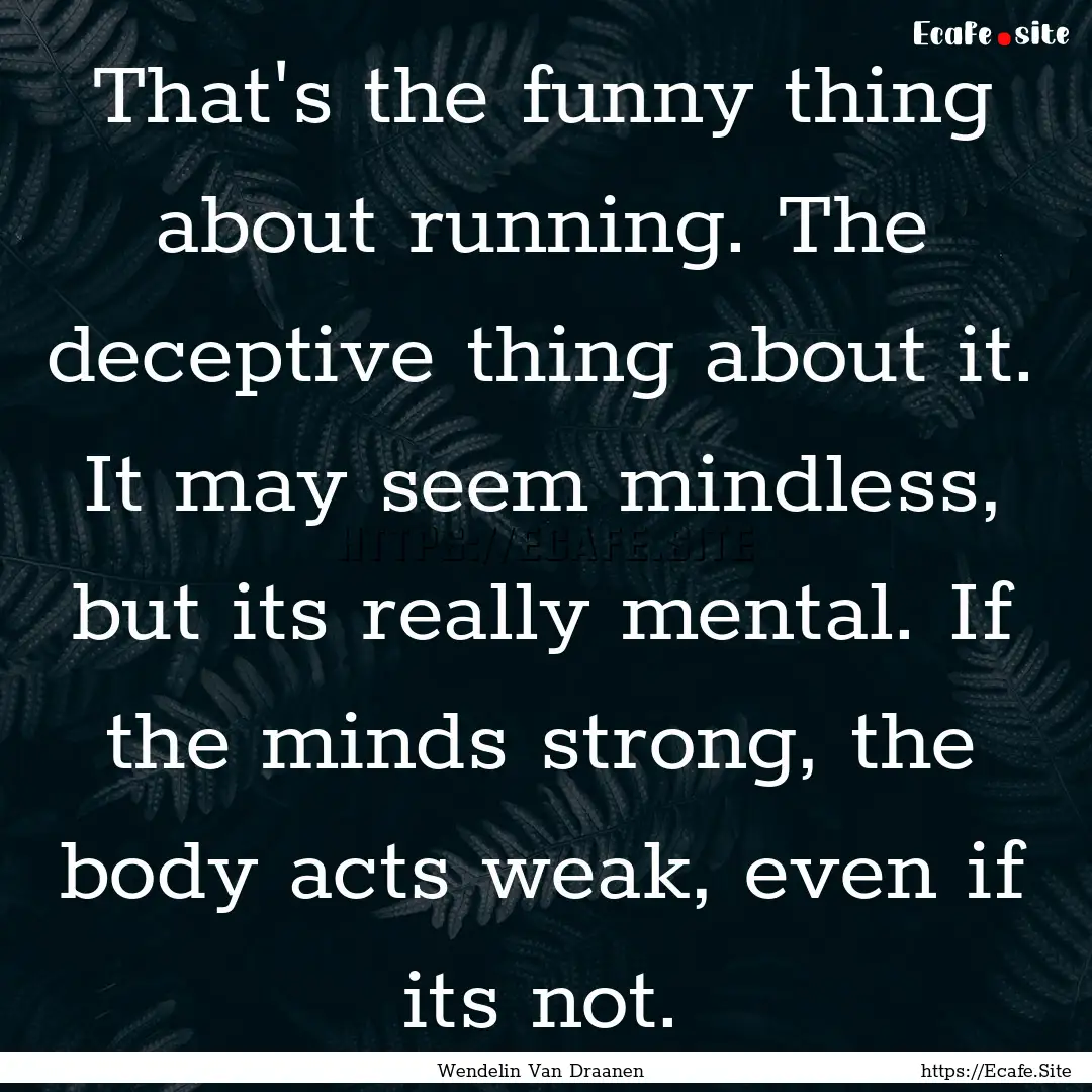 That's the funny thing about running. The.... : Quote by Wendelin Van Draanen