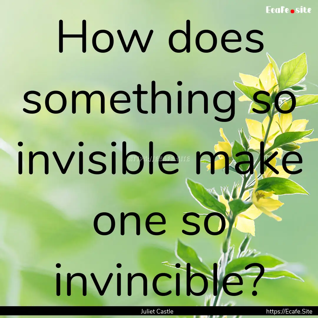 How does something so invisible make one.... : Quote by Juliet Castle