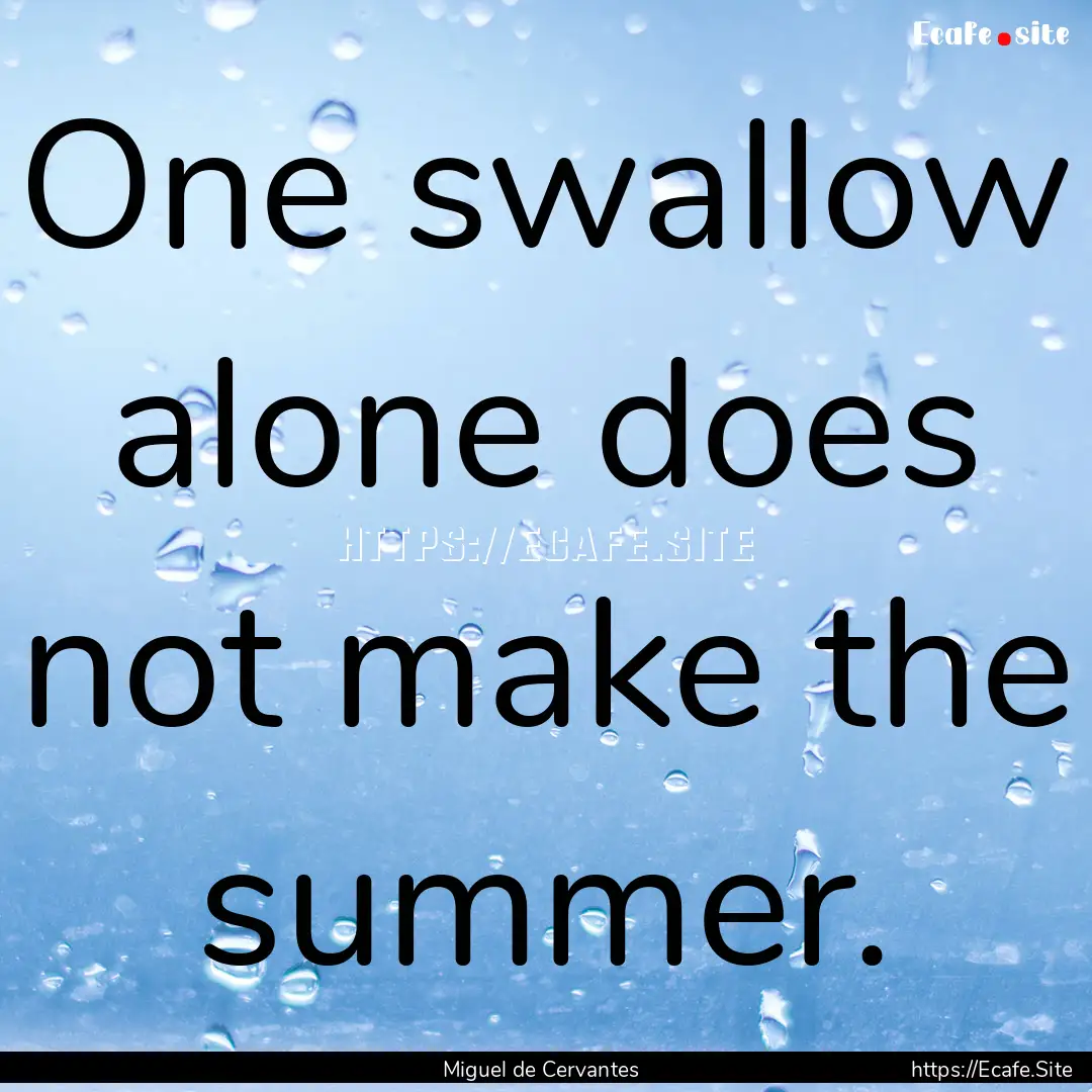 One swallow alone does not make the summer..... : Quote by Miguel de Cervantes