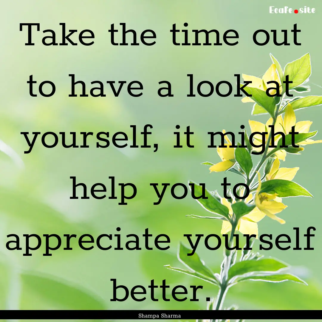 Take the time out to have a look at yourself,.... : Quote by Shampa Sharma