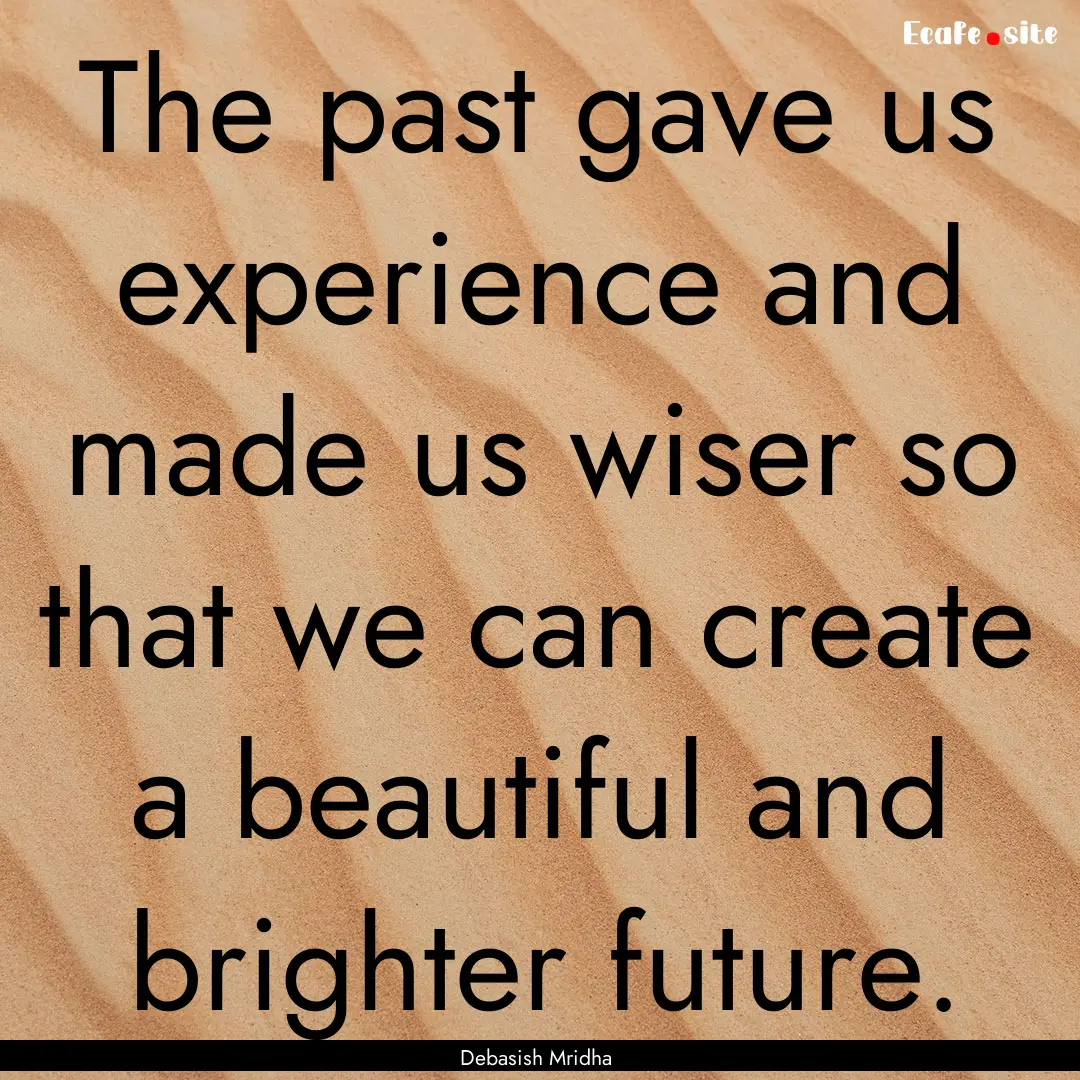 The past gave us experience and made us wiser.... : Quote by Debasish Mridha