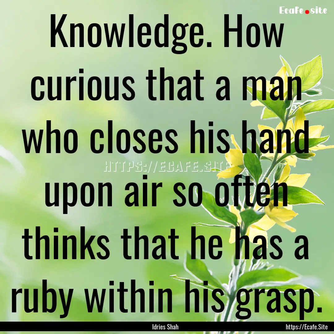 Knowledge. How curious that a man who closes.... : Quote by Idries Shah