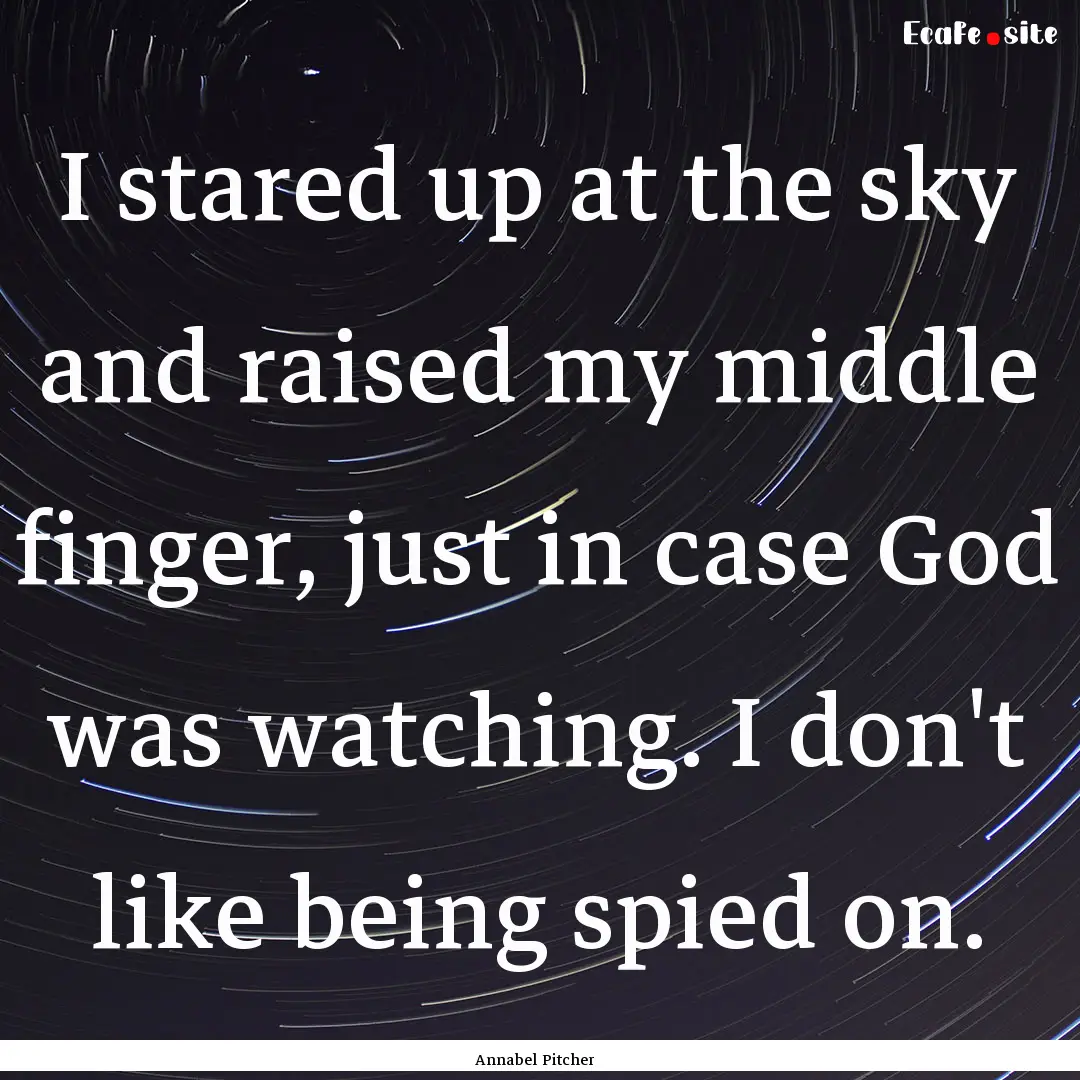 I stared up at the sky and raised my middle.... : Quote by Annabel Pitcher