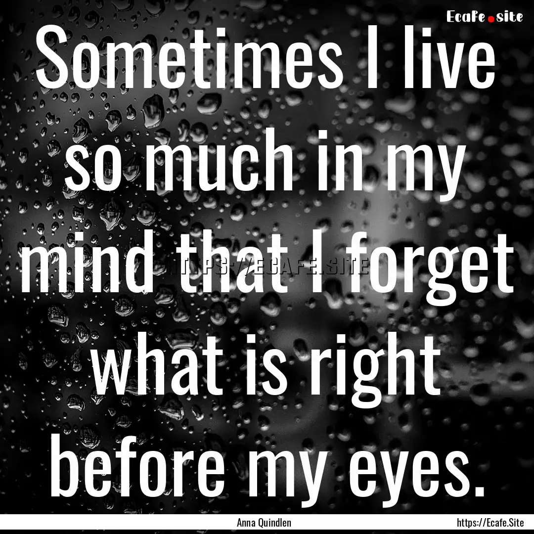 Sometimes I live so much in my mind that.... : Quote by Anna Quindlen