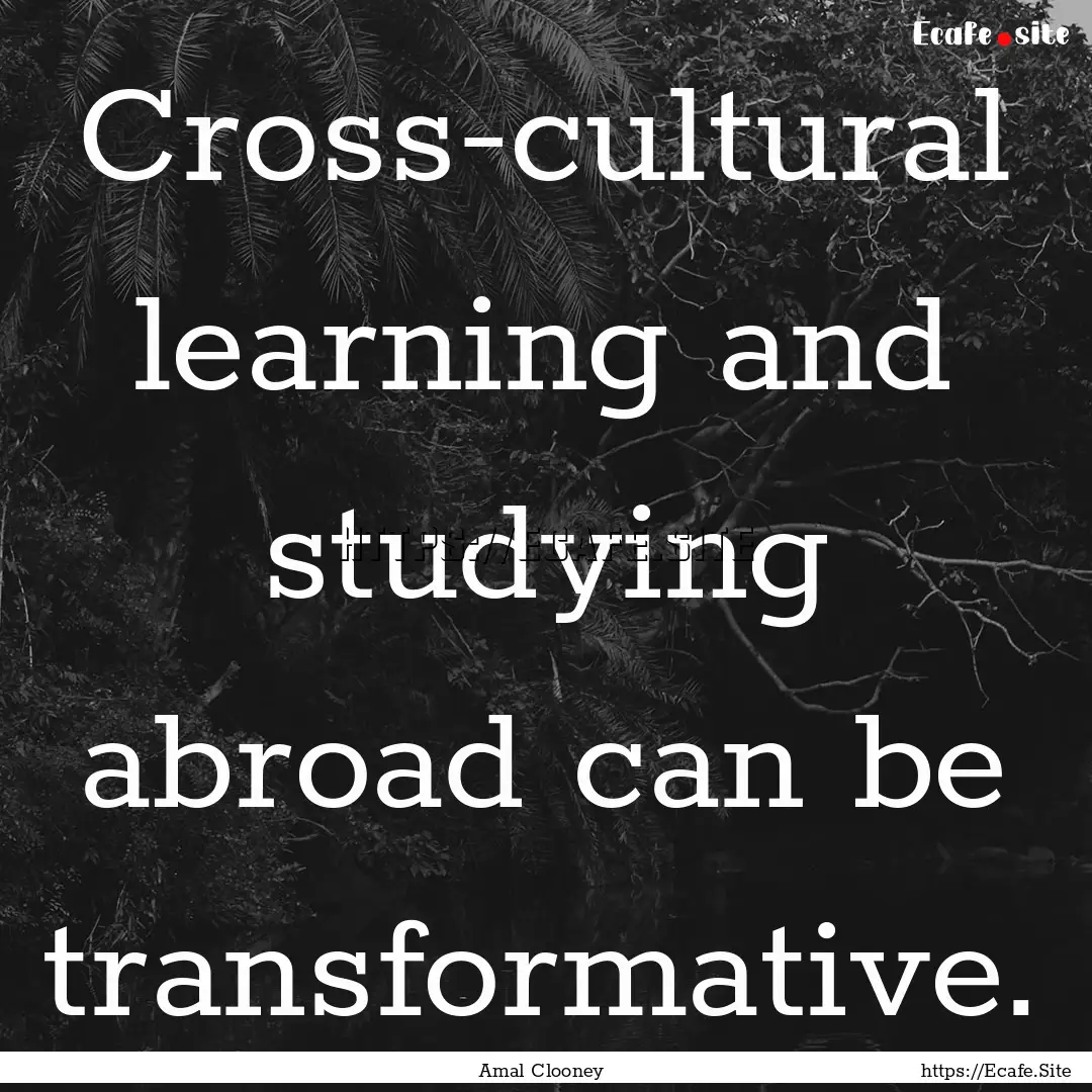 Cross-cultural learning and studying abroad.... : Quote by Amal Clooney