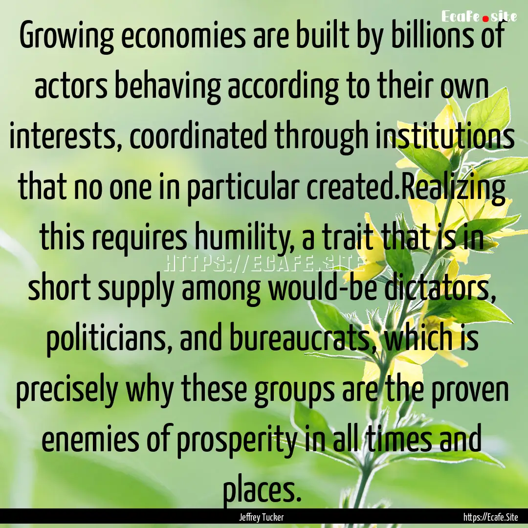 Growing economies are built by billions of.... : Quote by Jeffrey Tucker