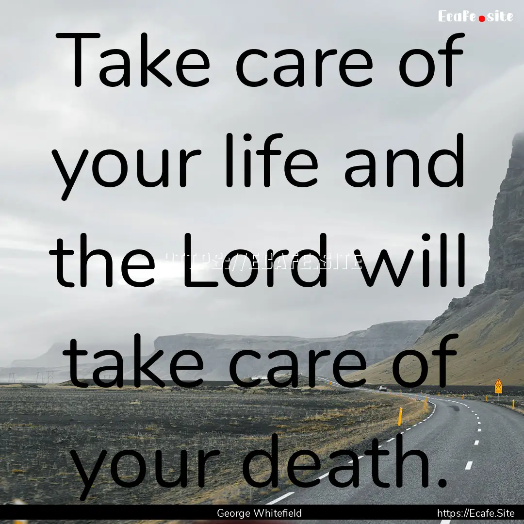 Take care of your life and the Lord will.... : Quote by George Whitefield